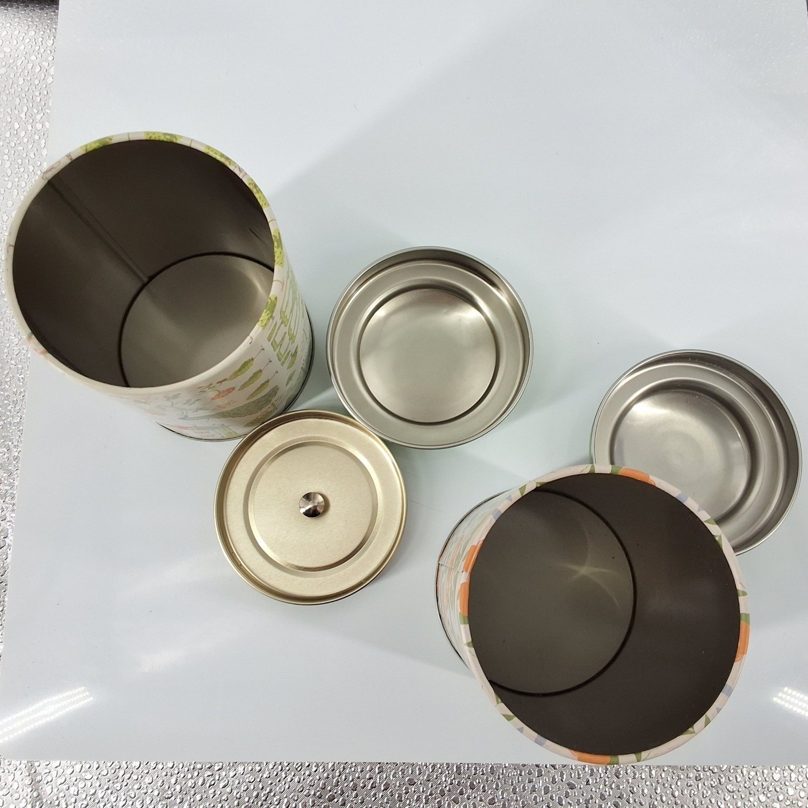 World Market Set of 2 Metal Tea Tins Hummingbird Garden Peacock