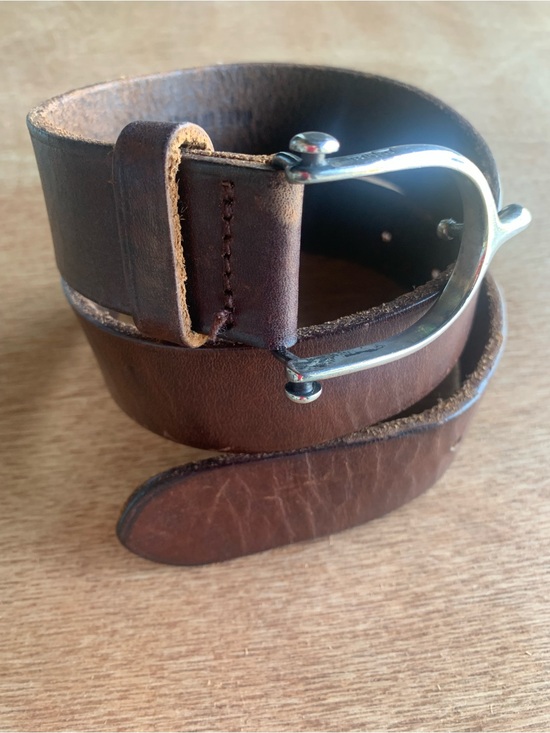 PRL Ralph Lauren Taupe Genuine Leather Wrapped Buckle Belt Size M 37.5" - View 17