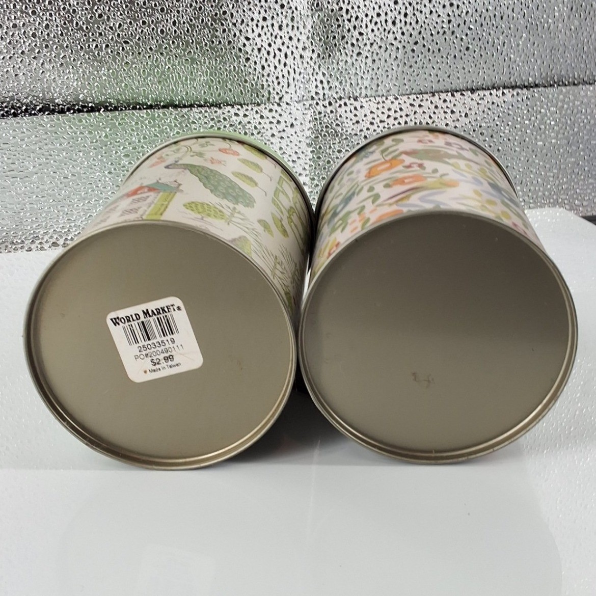 World Market Set of 2 Metal Tea Tins Hummingbird Garden Peacock - View 8