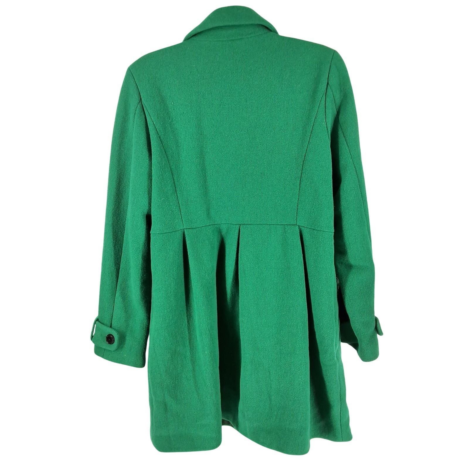 Old Navy Green Wool Blend Double Breasted Pleated Pea Coat Medium M