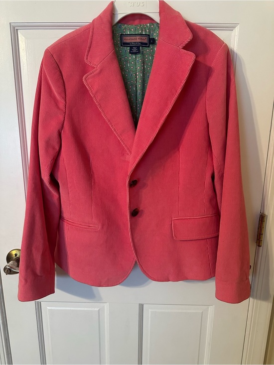 Vineyard Vines Womens Burnt Orange Corduroy Blazer Jacket Whale Lining Size 12 - View 19