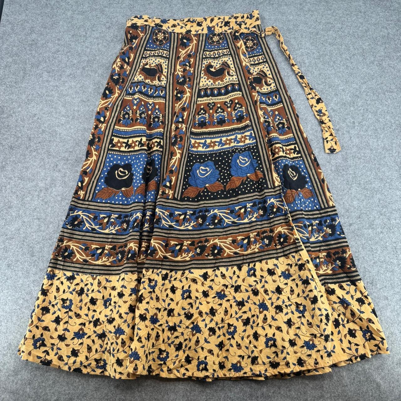 24 Karat Cotton Broomstick Maxi Skirt Batik Floral Paisley Boho Free Size - View 12