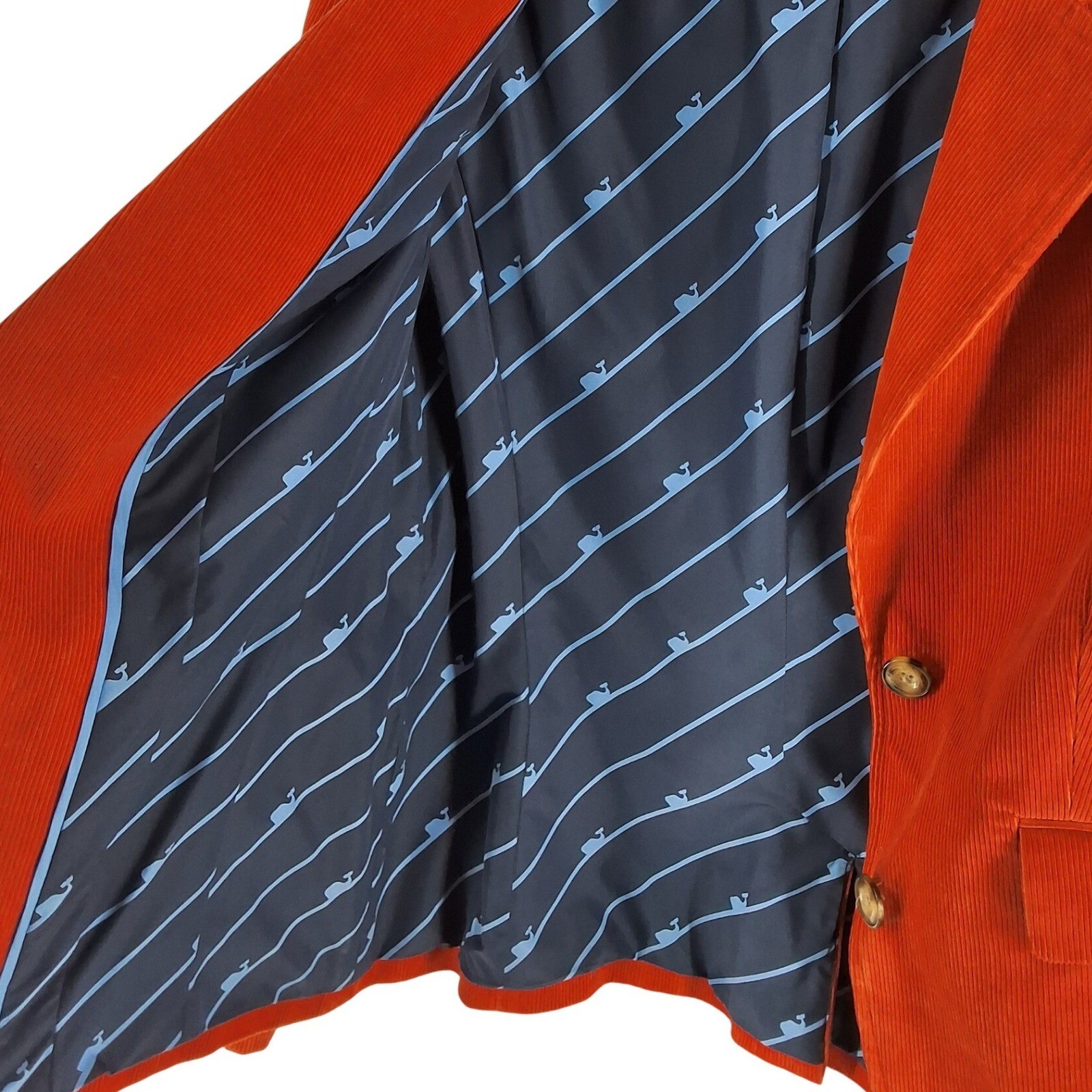 Vineyard Vines Womens Burnt Orange Corduroy Blazer Jacket Whale Lining Size 12 - View 4