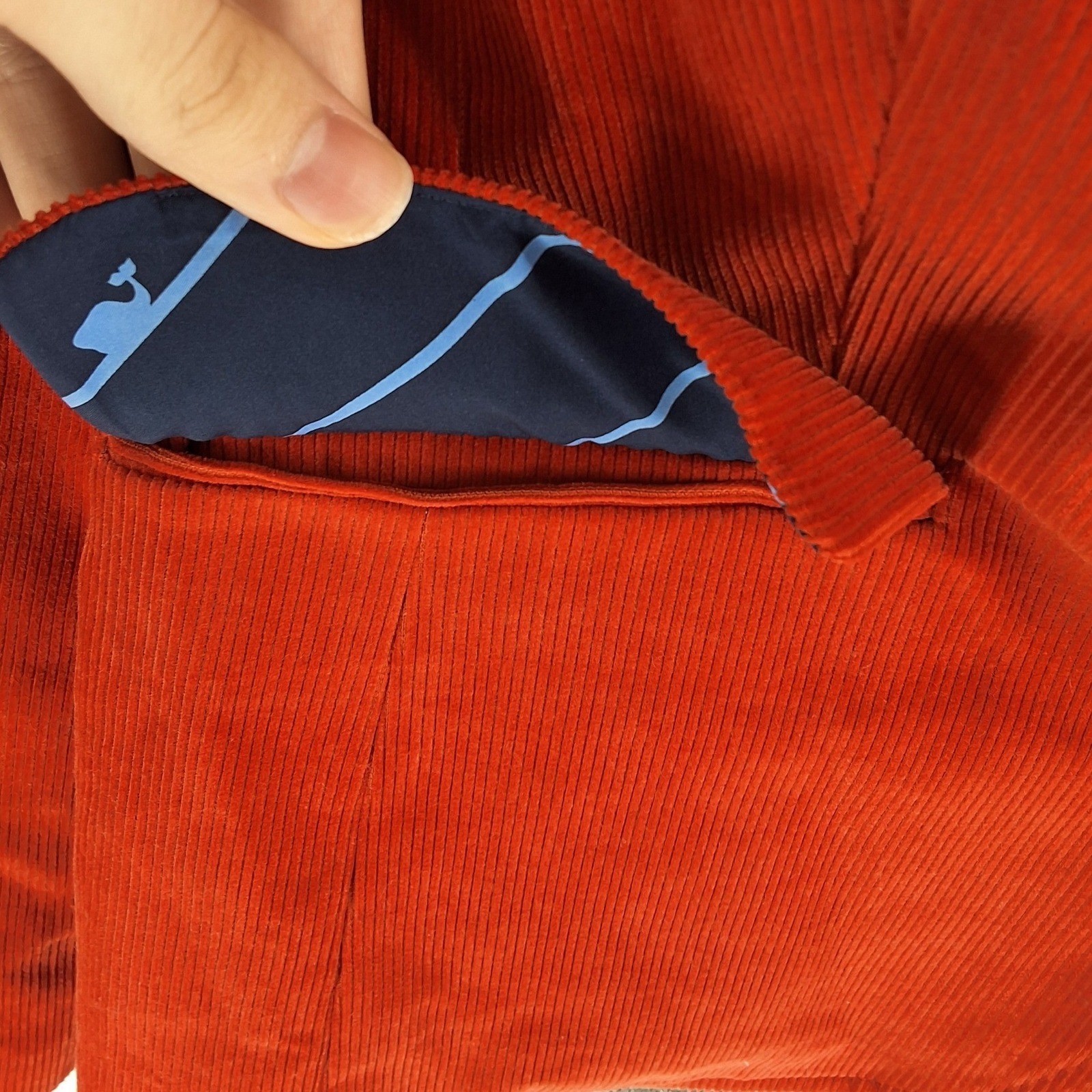 Vineyard Vines Womens Burnt Orange Corduroy Blazer Jacket Whale Lining Size 12 - View 7