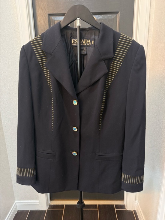 Escada by Margaretha Ley Vintage Wool Cashmere Double Breasted Blazer 40 - View 12