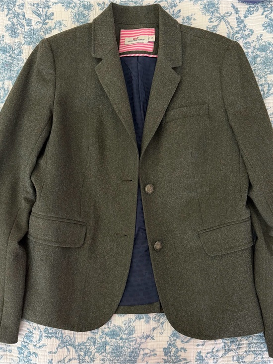 Vineyard Vines Womens Burnt Orange Corduroy Blazer Jacket Whale Lining Size 12 - View 10