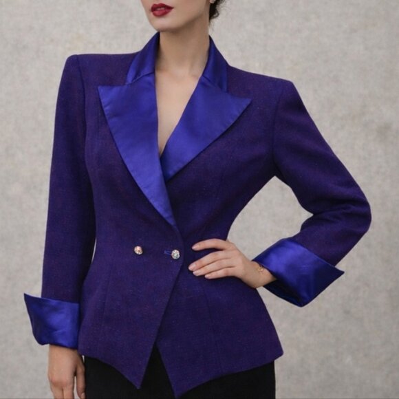 Escada by Margaretha Ley Vintage Wool Cashmere Double Breasted Blazer 40 - View 16